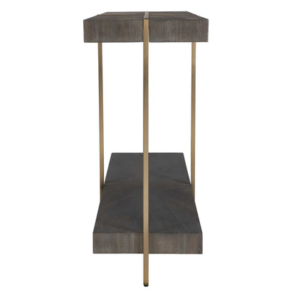 Modern Brass / Wood Console Table