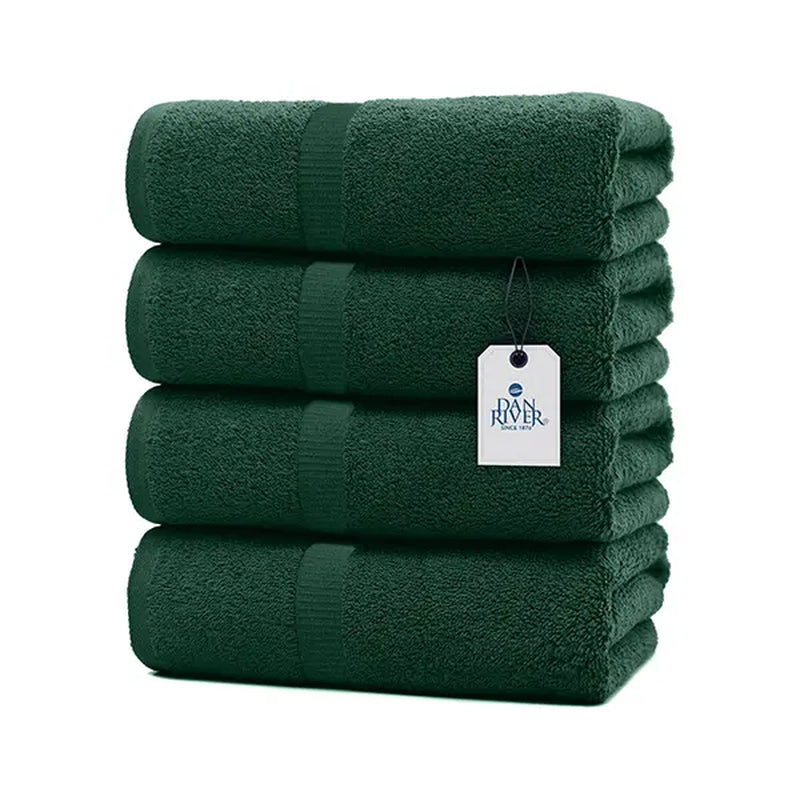 Indulge in Luxury: DAN RIVER Unisex 100% Cotton 4-Piece Bath Towel Set - Ultra-Soft, Lightweight, and Fade-Resistant for Everyday Comfort
