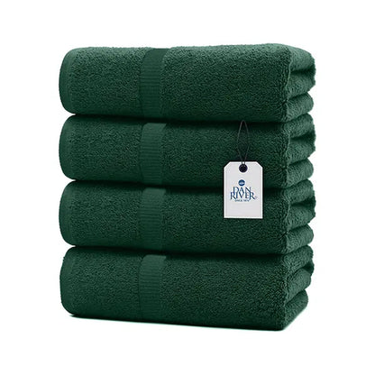 Indulge in Luxury: DAN RIVER Unisex 100% Cotton 4-Piece Bath Towel Set - Ultra-Soft, Lightweight, and Fade-Resistant for Everyday Comfort