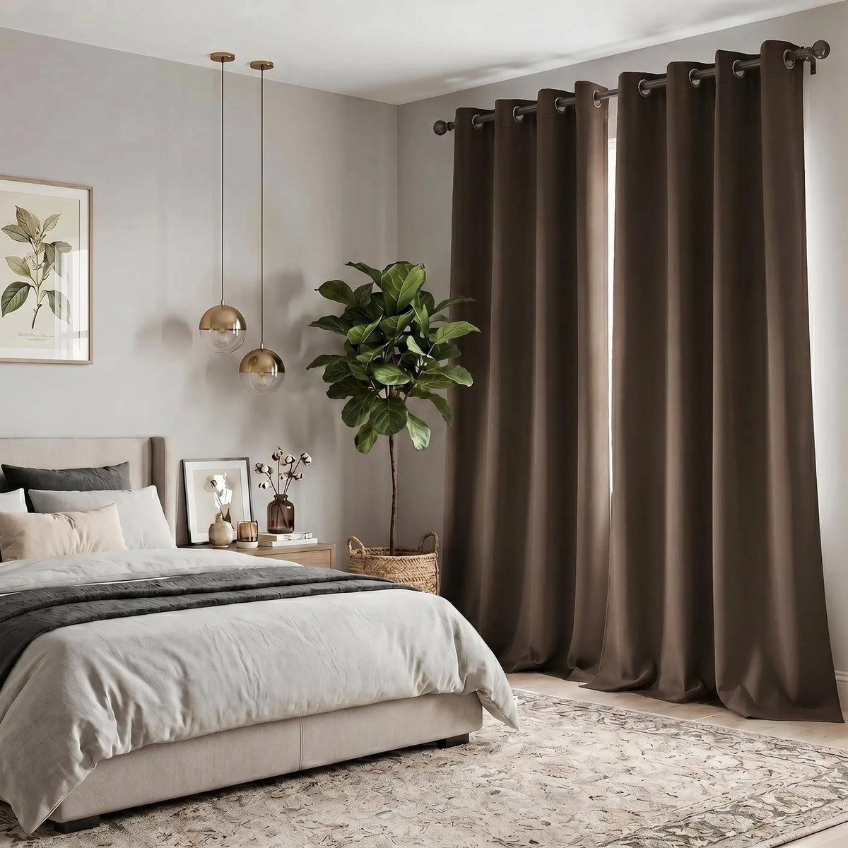 2-Panel Grommet Blackout Curtains - 52"x84" Thermal Insulated Drapes for Light Control and Noise Reduction