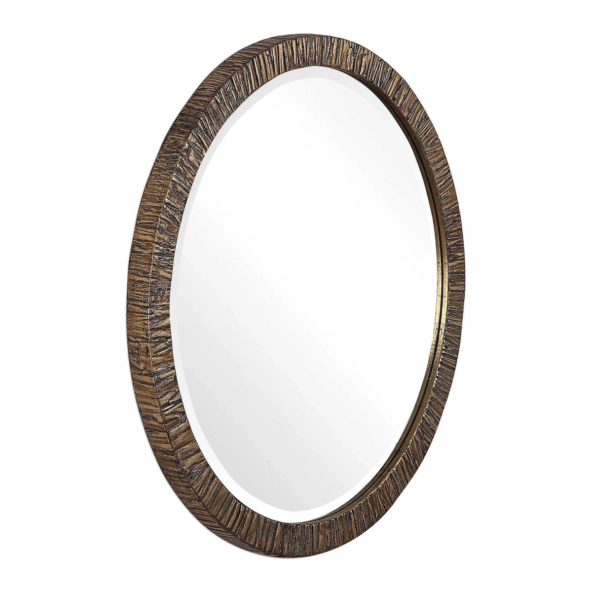 Gold Bark Round Mirror