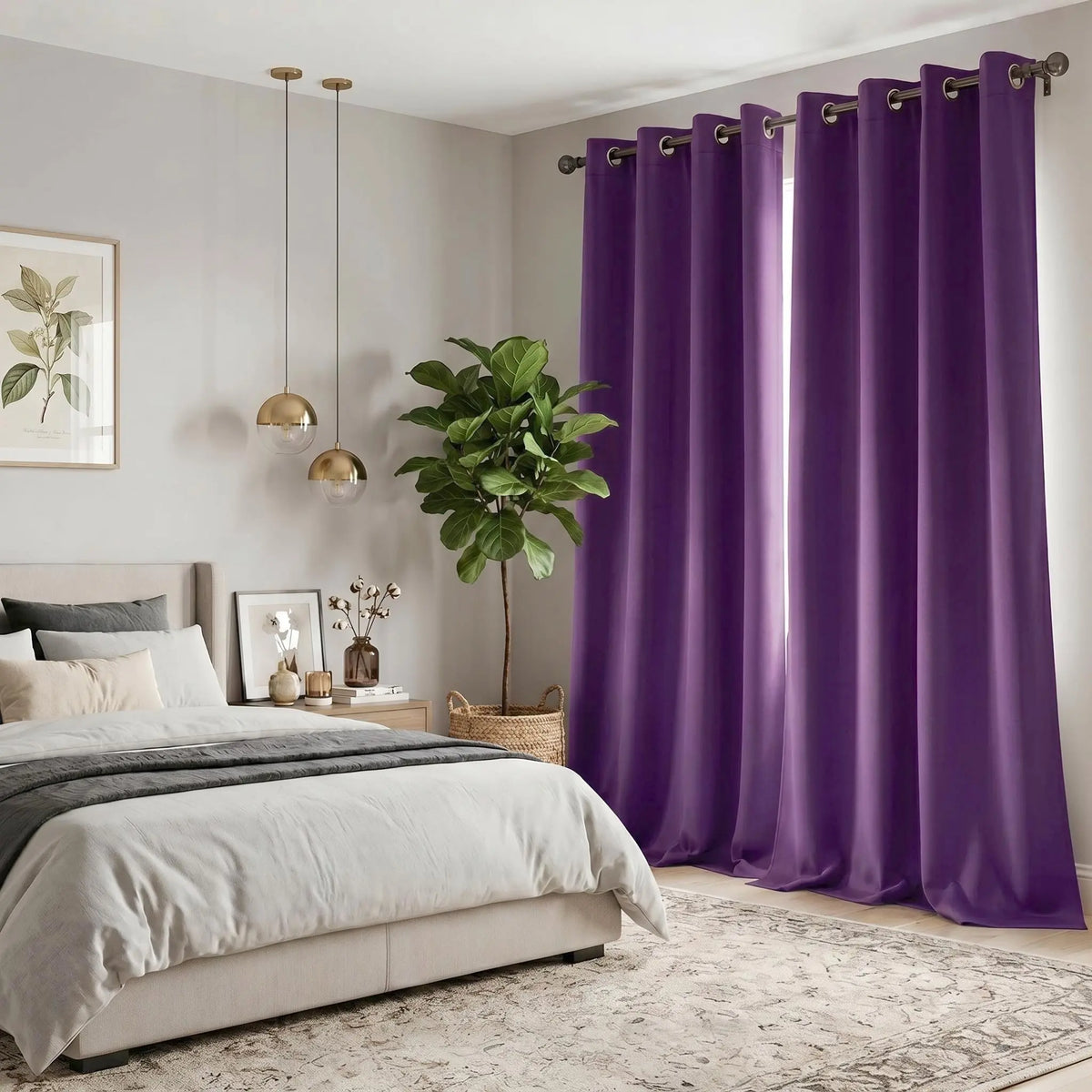Luxurious 2-Panel 52"x84" Grommet Blackout Curtains - Thermal Insulated, Noise Reducing Drapes for Ultimate Comfort in Your Bedroom or Living Room