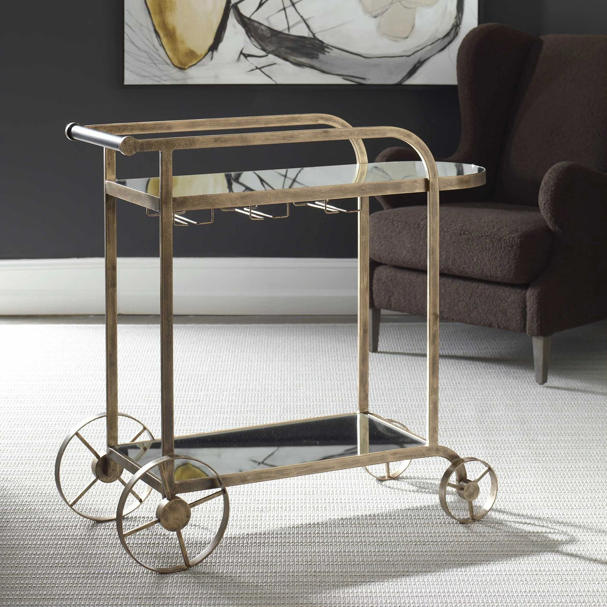 Antique Brass Bar Cart