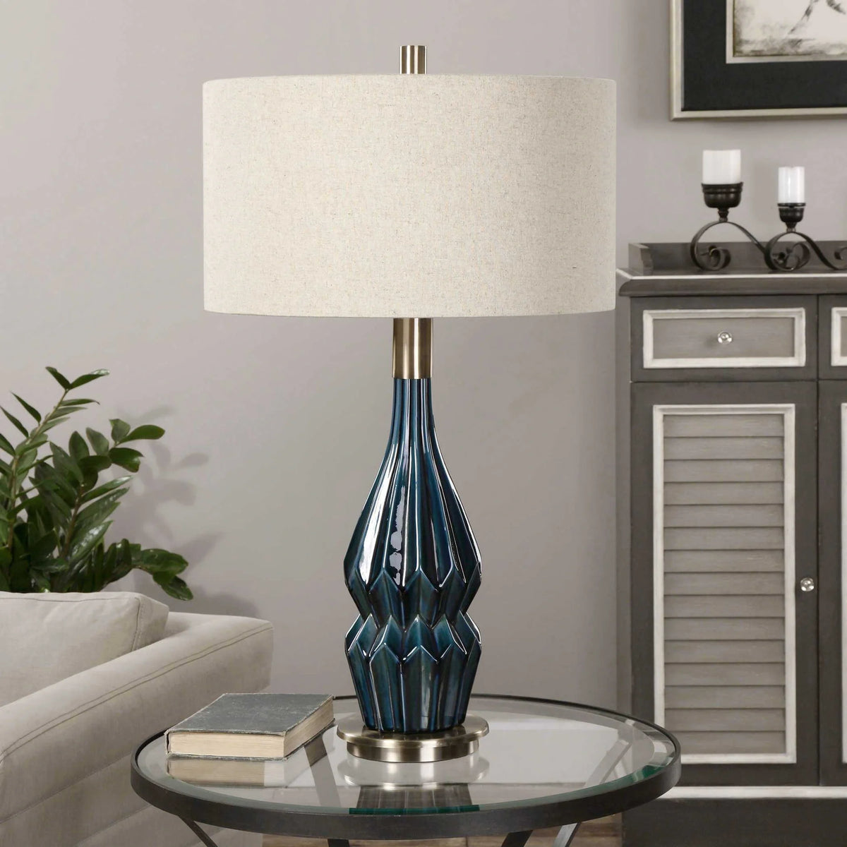 Prussian Blue Ceramic Table Lamp