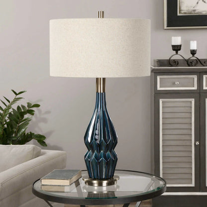 Prussian Blue Ceramic Table Lamp