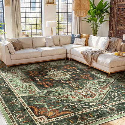 Neutral Vintage Washable Area Rug | Non-Slip, Machine Washable | Sizes 2×3 to 8×10