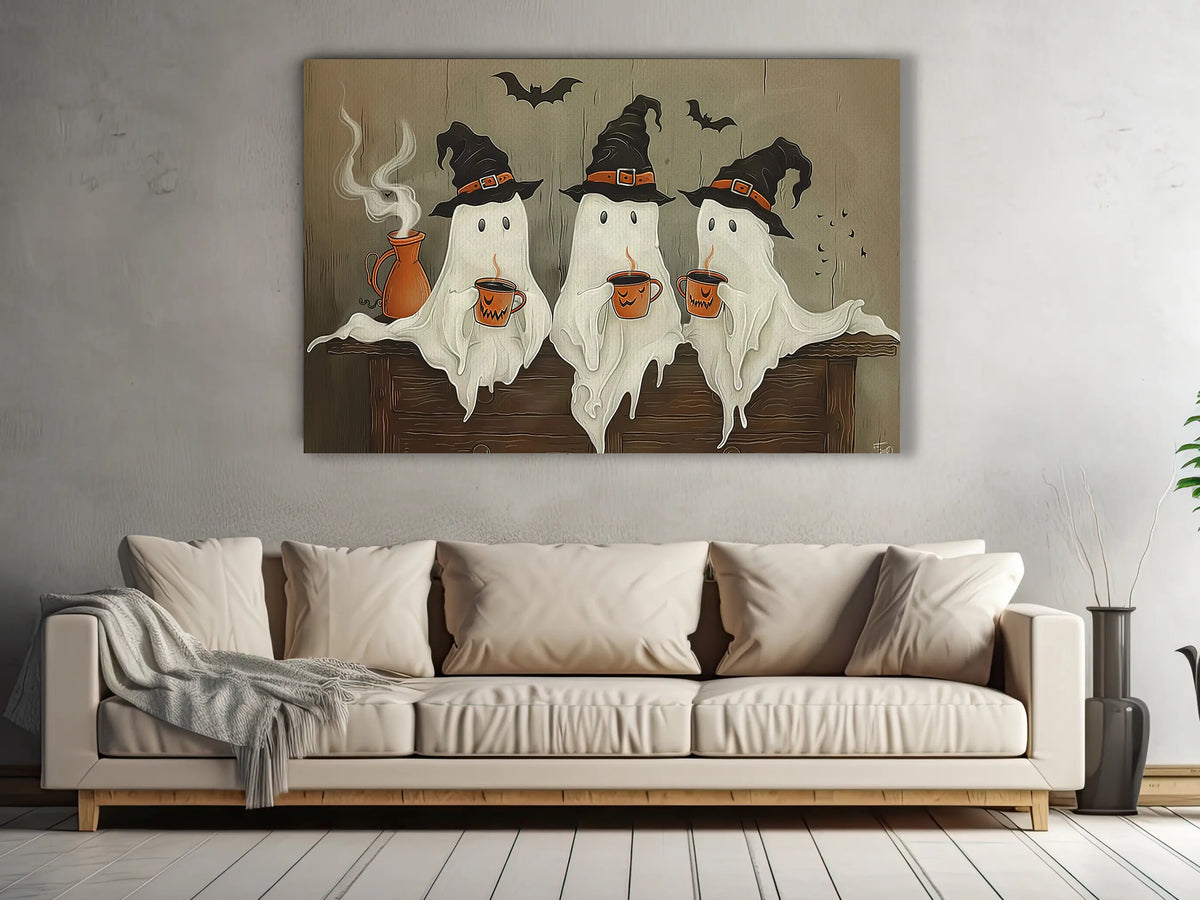 Famcocraft Vintage Three Witchy Ghosts Halloween Canvas Print