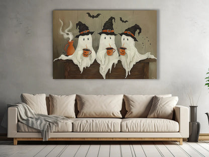 Famcocraft Vintage Three Witchy Ghosts Halloween Canvas Print