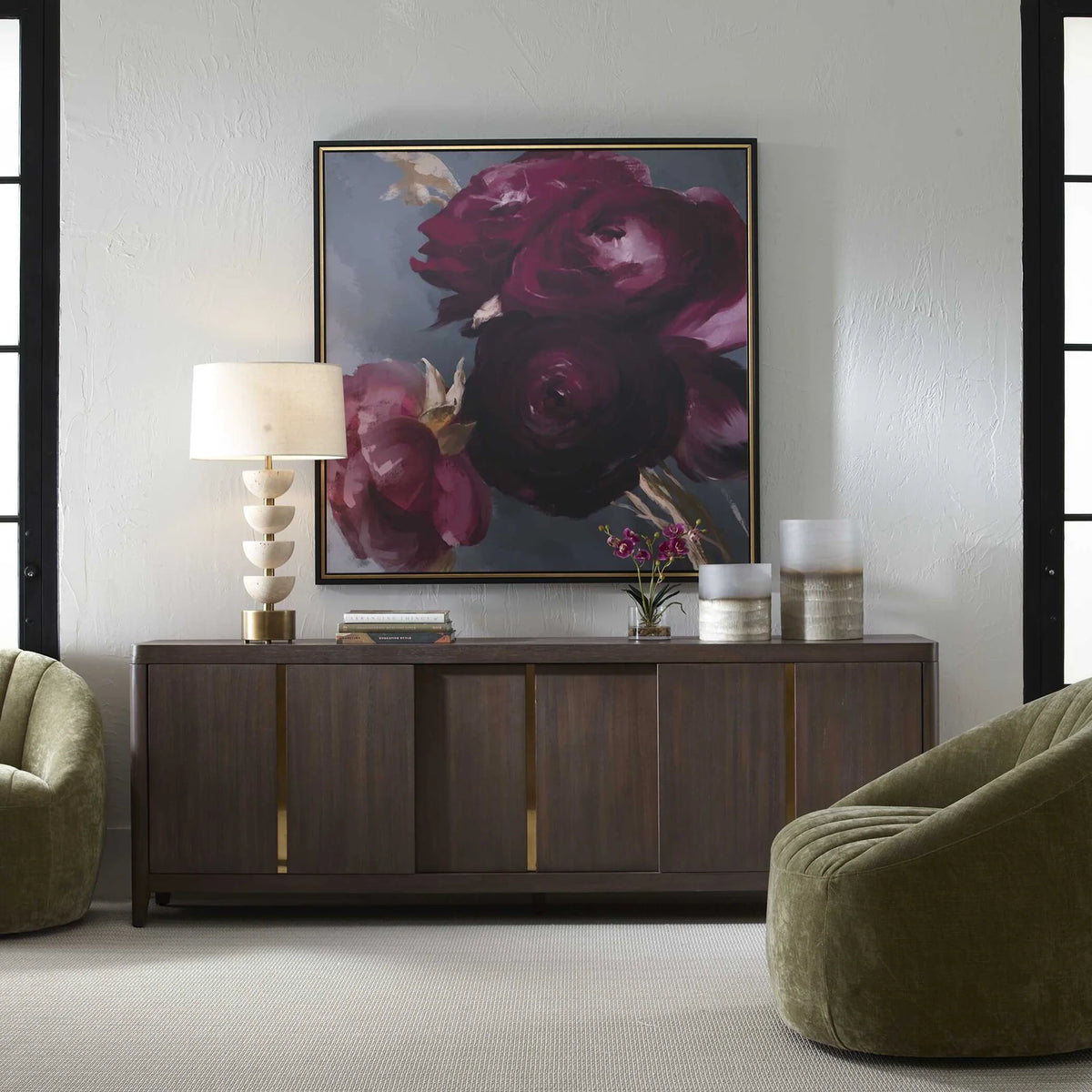 Framed Plum Ranunculus Floral Art