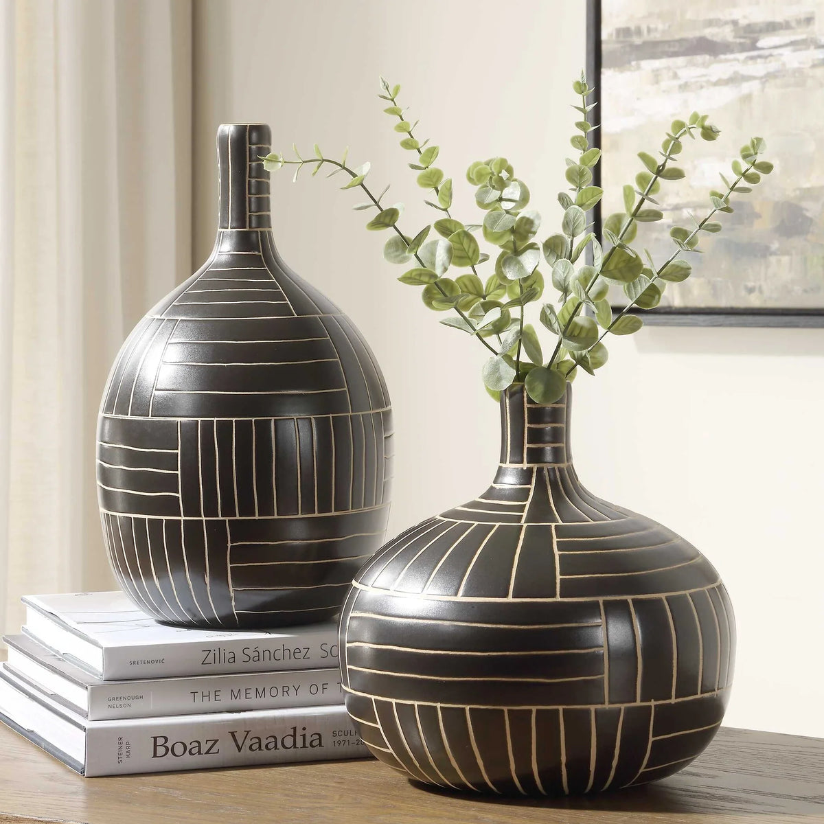 Geometric Ceramic Vases, Set of 2