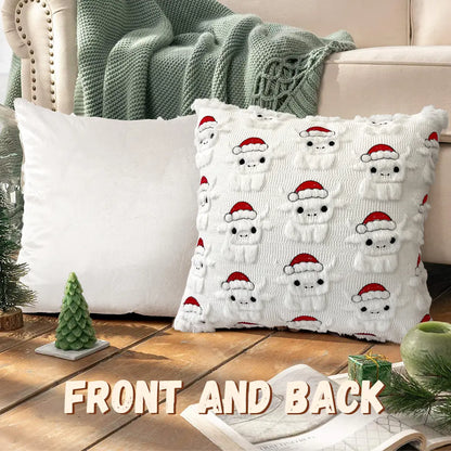 Highland Cow Throw Pillow Covers - Set of 2, 18x18 Soft Plush Faux Fur Cushion Cases for Farmhouse Decor