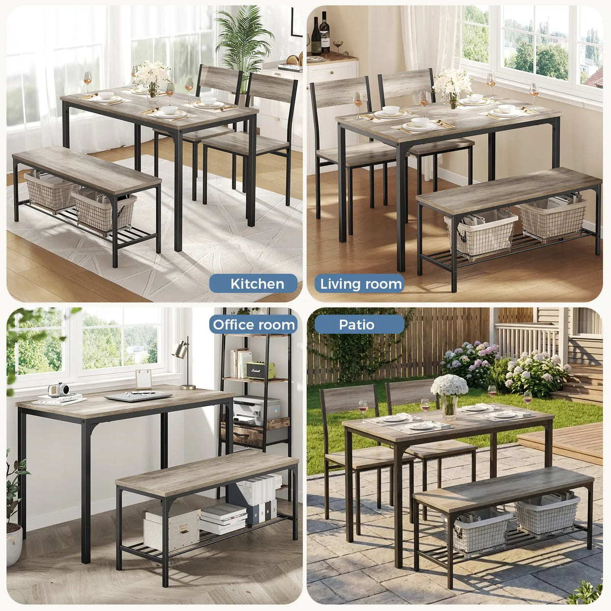 Space-Saving Dining Table Set for 4