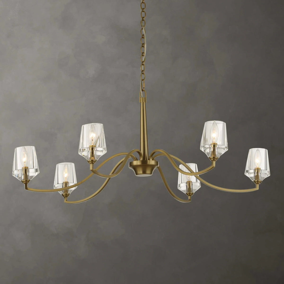 6 Light Brass Chandelier
