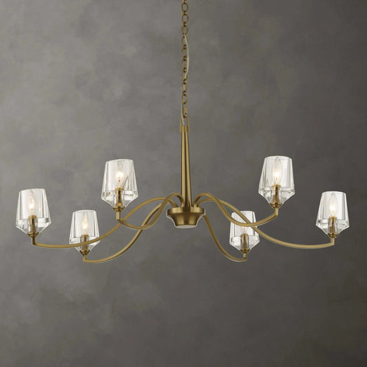 6 Light Brass Chandelier