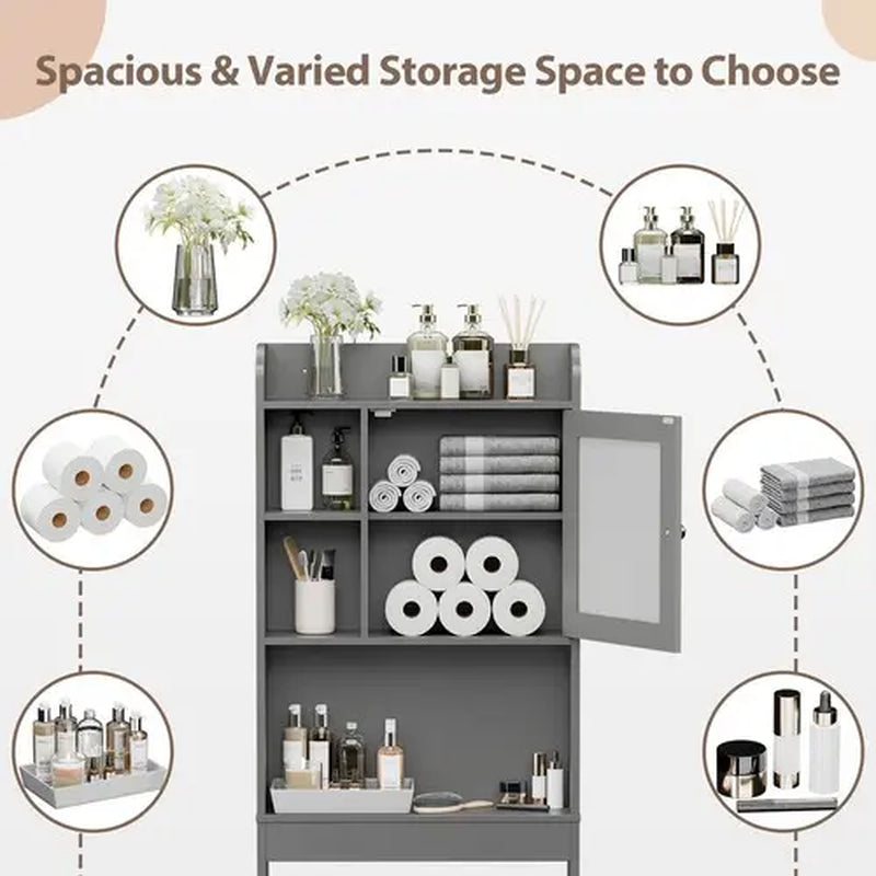 Zenstyle Over-the-Toilet Storage Shelf Cabinet - Gray Finish with Adjustable Shelves