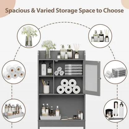 Zenstyle Over-the-Toilet Storage Shelf Cabinet - Gray Finish with Adjustable Shelves
