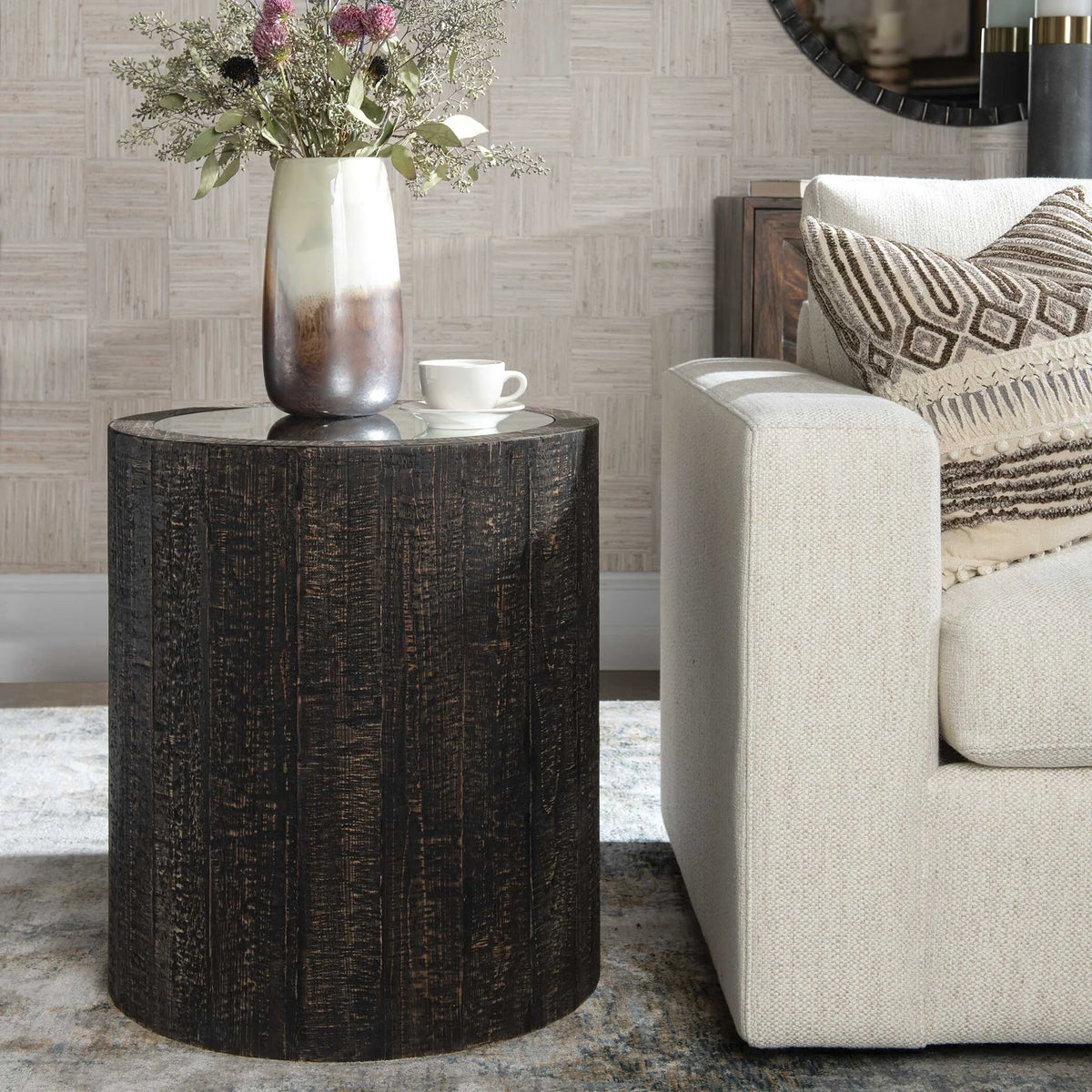 Mirrored Drum Table