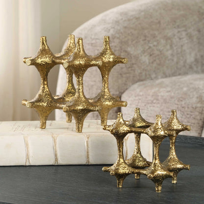 Antique Brass Sculptures, Set of 2