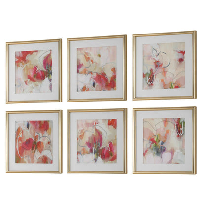 Floral Abstract Prints, Set of 6