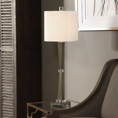 Antiqued Brass Column Table Lamp