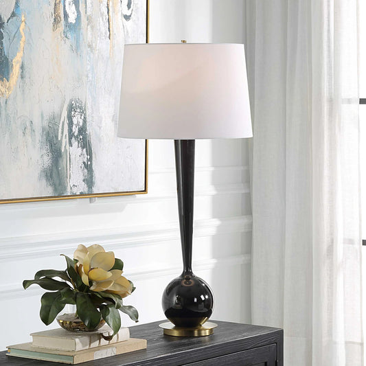 Polished Black Table Lamp