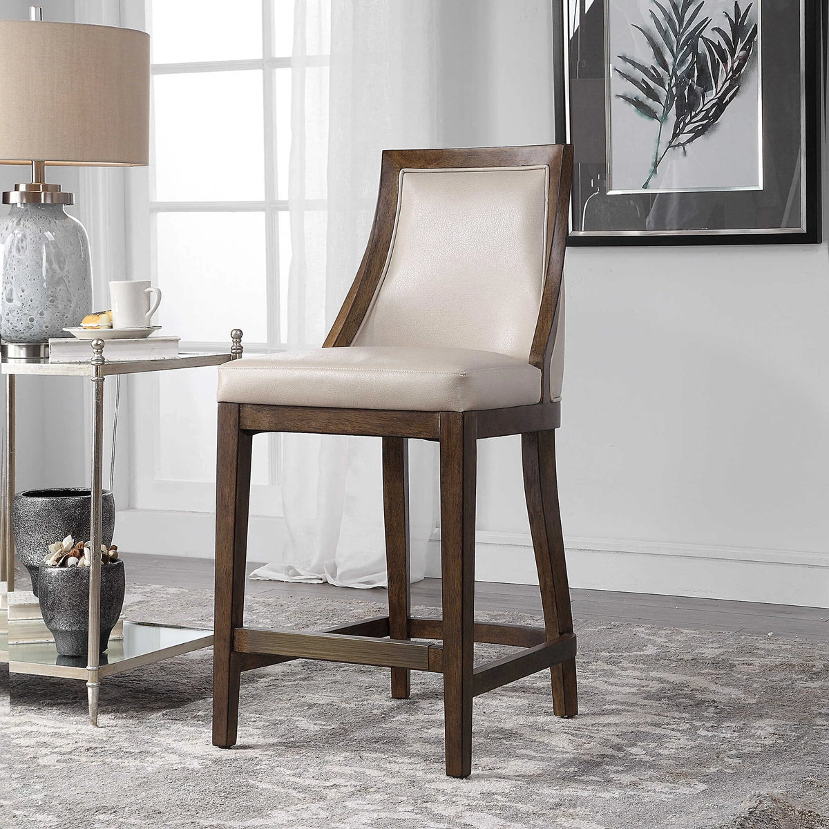 Faux Leather Counter Stool