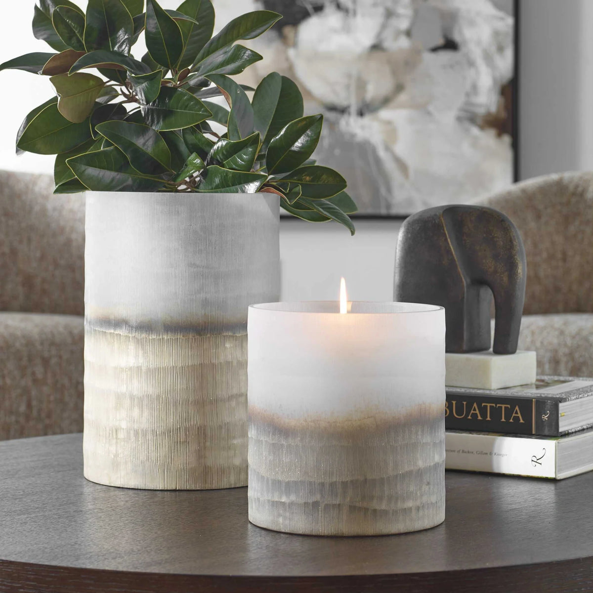 Gradient Textured Vases, Set of 2