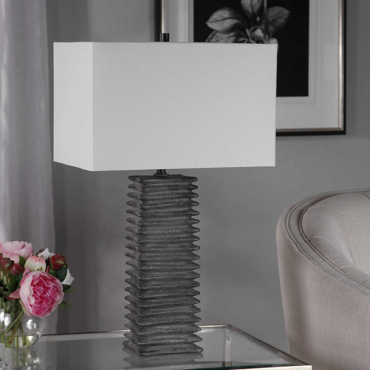 Metallic Charcoal Table Lamp