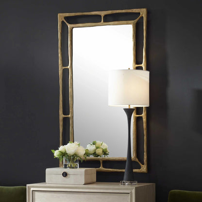 Hammered Brass Rectangle Mirror