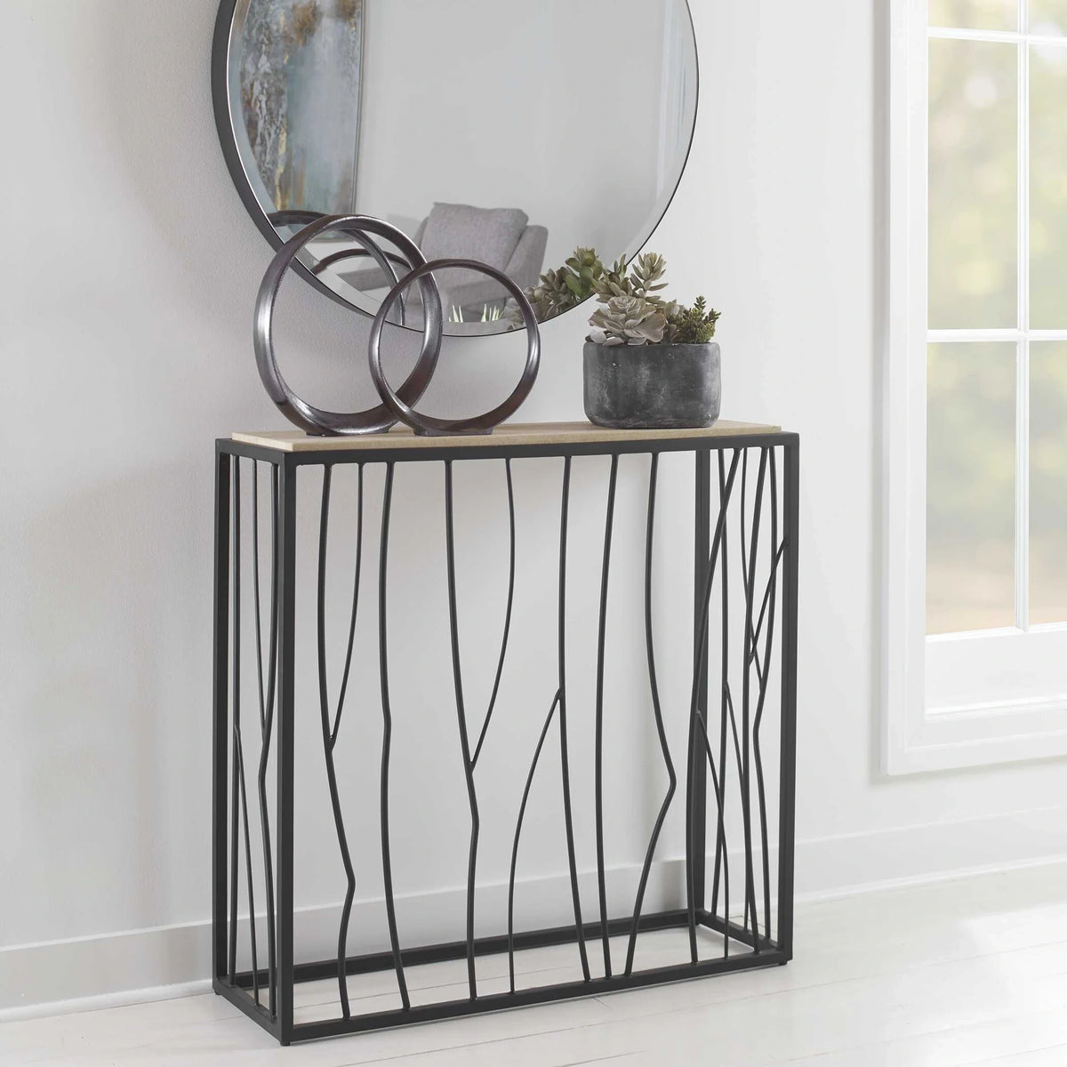Travertine Console Table