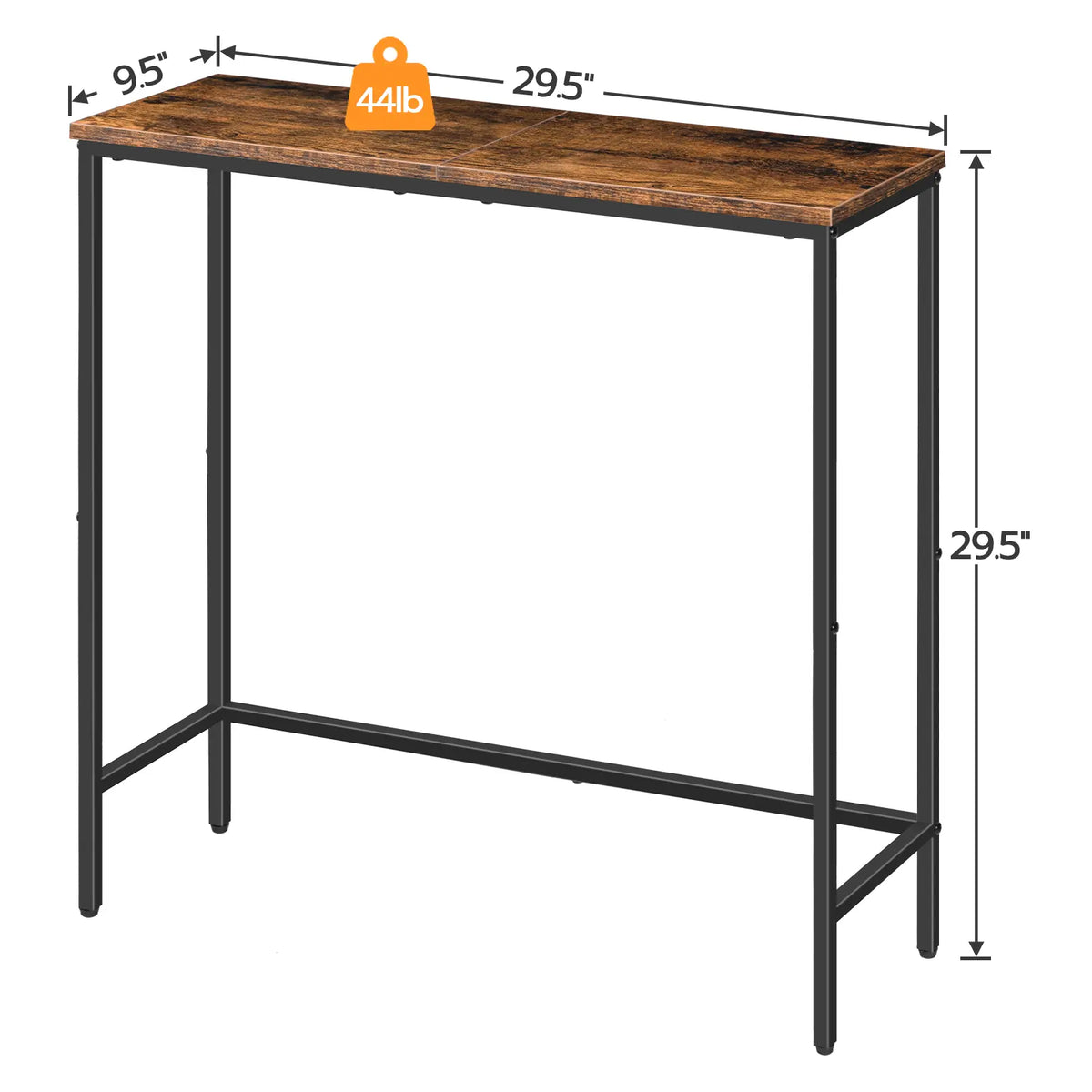 Hoobro 29.5" Rustic Brown and Black Console Table