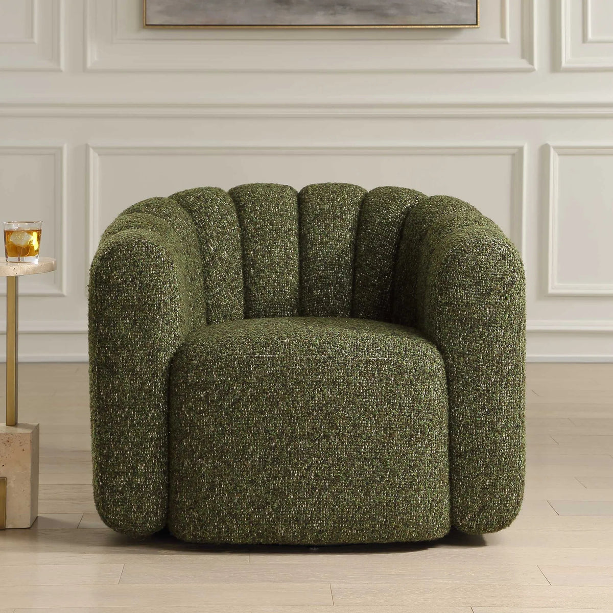 Upholstered Green Swivel Chair