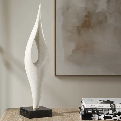 Fluid White Stone Sculpture