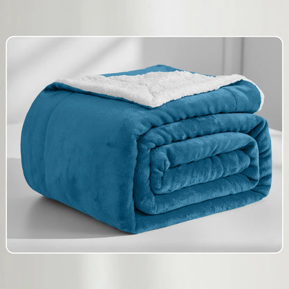 Soft Sherpa Fleece Throw Blankets - Dual-Layer Design with 230 GSM Fleece, 180 GSM Sherpa for Lightweight Warmth, Ideal for Relaxing Nights, Bed Layering; Available in Twin, Queen, King, Throw Sizes