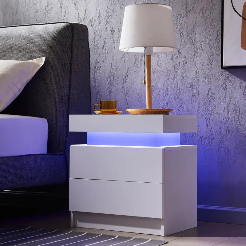 LED Nightstand with 2 Drawers