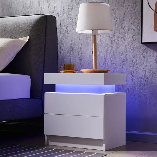 LED Nightstand with 2 Drawers