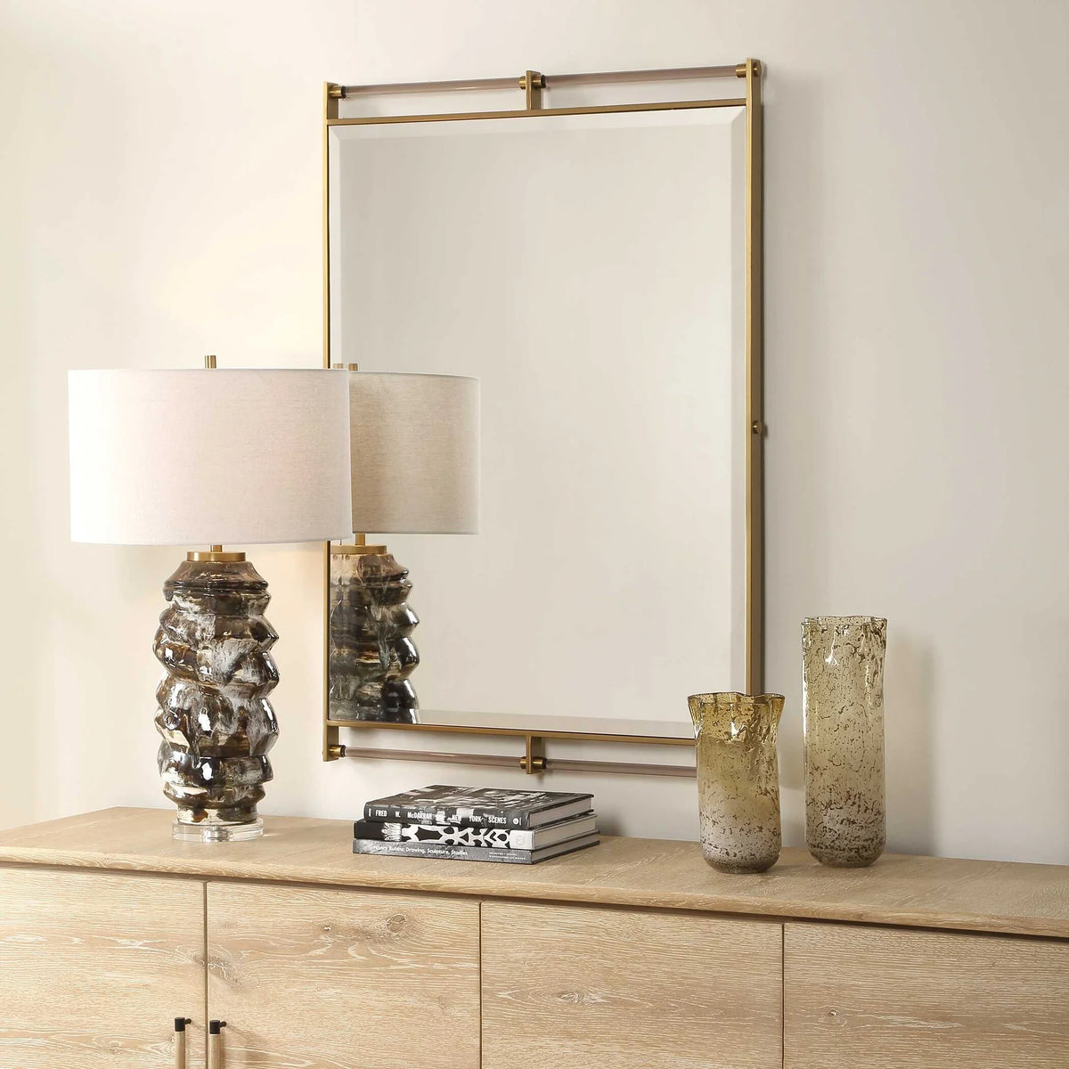 Antique Brass Industrial Mirror