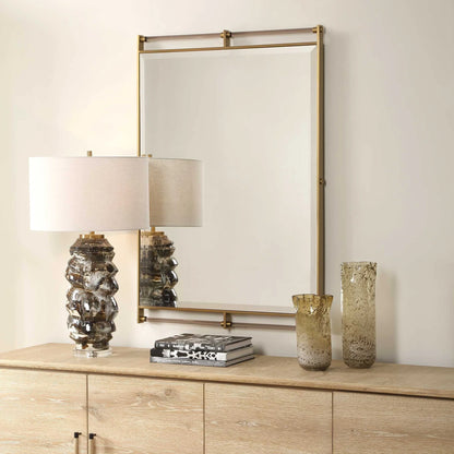 Antique Brass Industrial Mirror