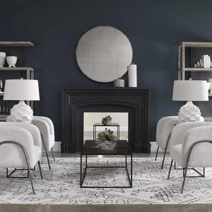 Scalloped White Ceramic Lamp