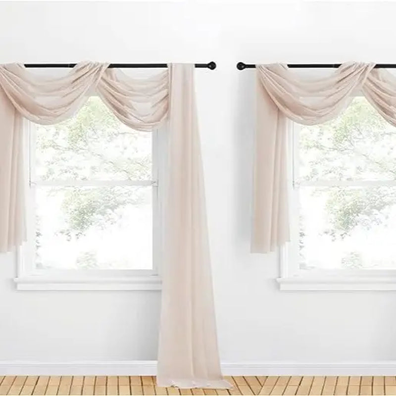 Nicetown 216-Inch Extra Long Sheer Voile Window Scarves - Set of 2 Soft Curtains for Home Decor and Event Styling