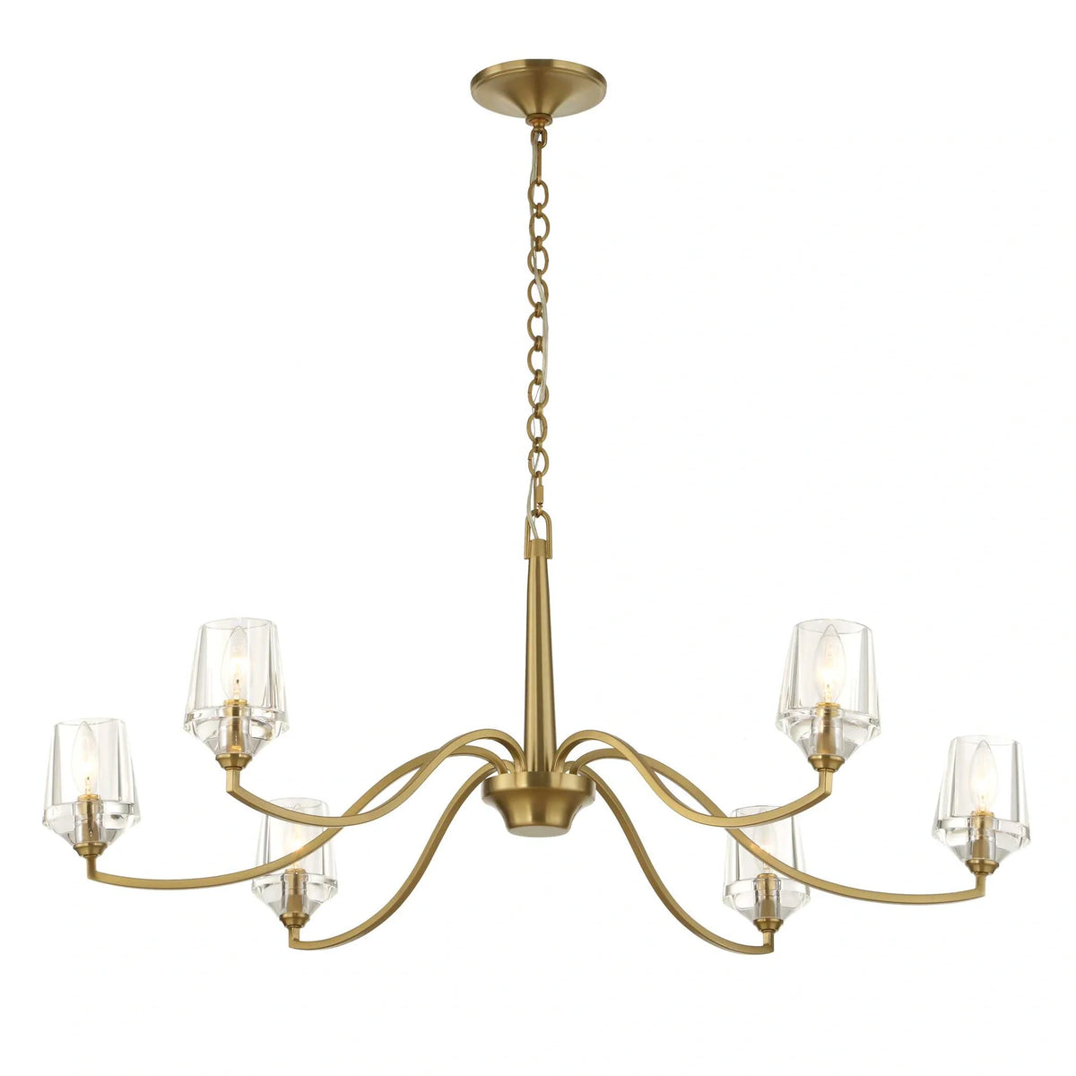 6 Light Brass Chandelier
