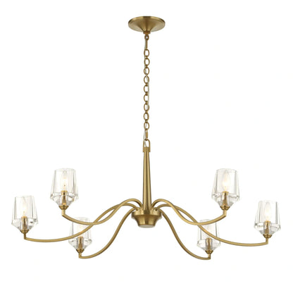 6 Light Brass Chandelier