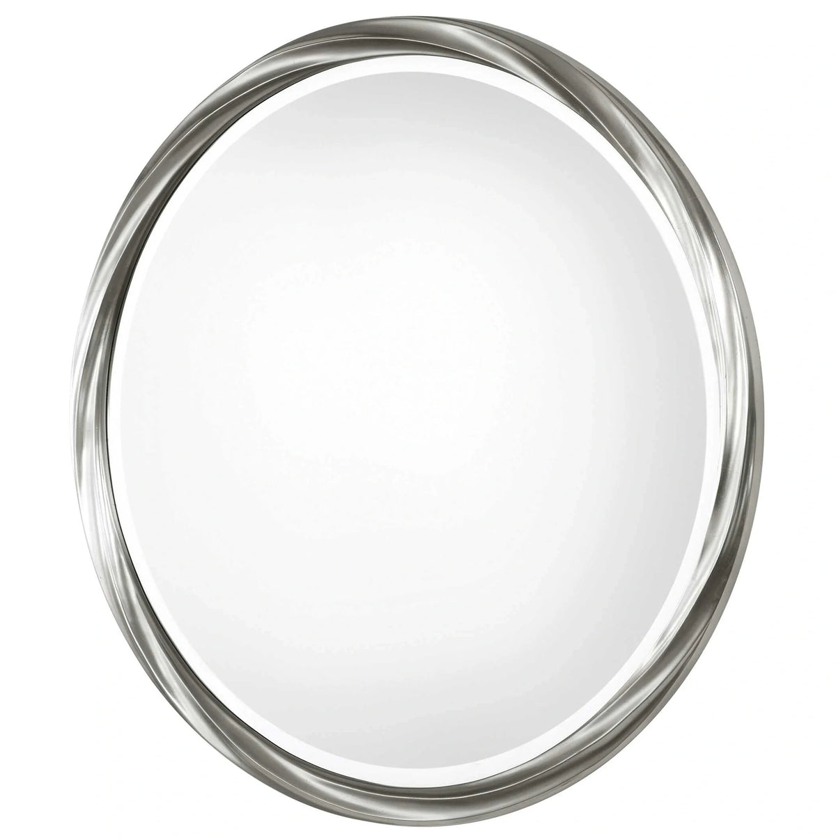 Twisted Silver Leaf Round Mirror