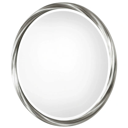 Twisted Silver Leaf Round Mirror