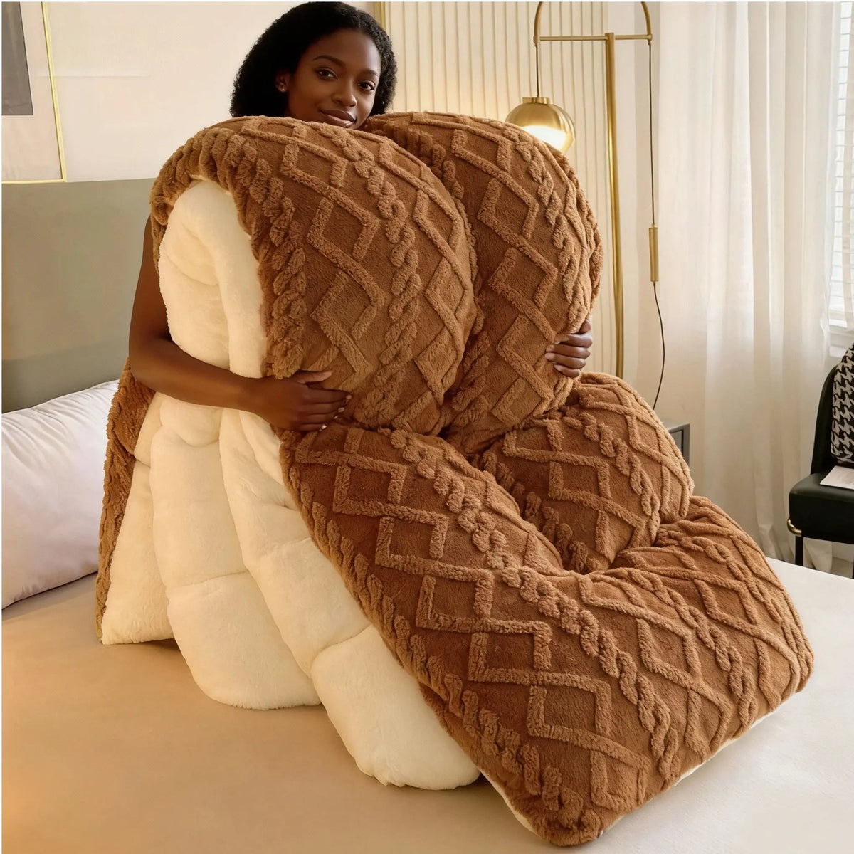 Flannel Fleece Ribbed Comforter Set | OEKO-TEX Certified, Double-Sided Texture | Six Colours, Twin to King