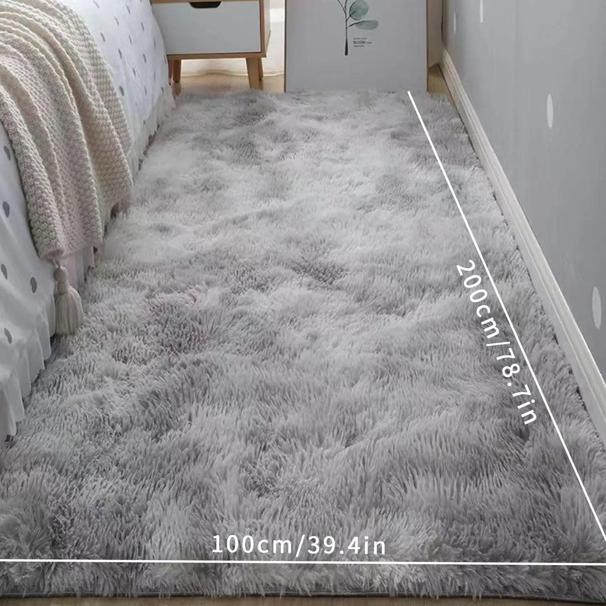 Nordic Long Pile Soft Rug | Plush Bedside, Window Seat & Floor Runner | Grey, Black or Off-White in Four Sizes