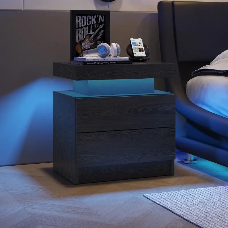 LED Nightstand with 2 Drawers