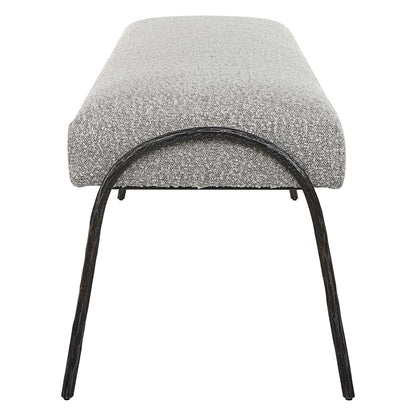 Modern Gray Boucle Bench