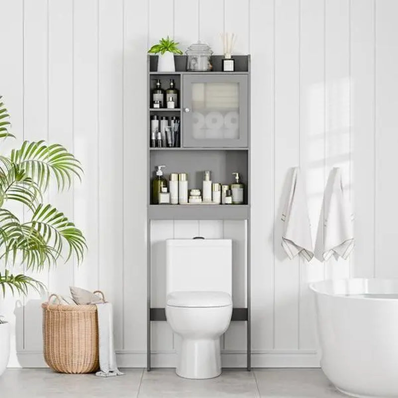 Zenstyle Over-the-Toilet Storage Shelf Cabinet - Gray Finish with Adjustable Shelves