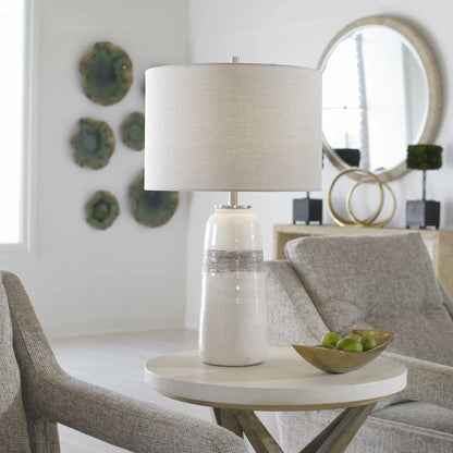White Crackle Table Lamp